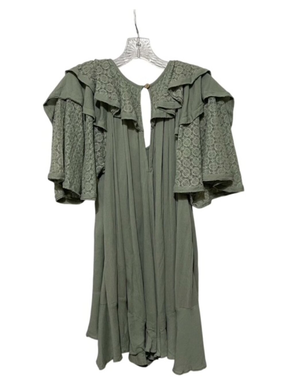 Free People Small Rush For Ruffles Sage Green Romper - Picture 3 of 6